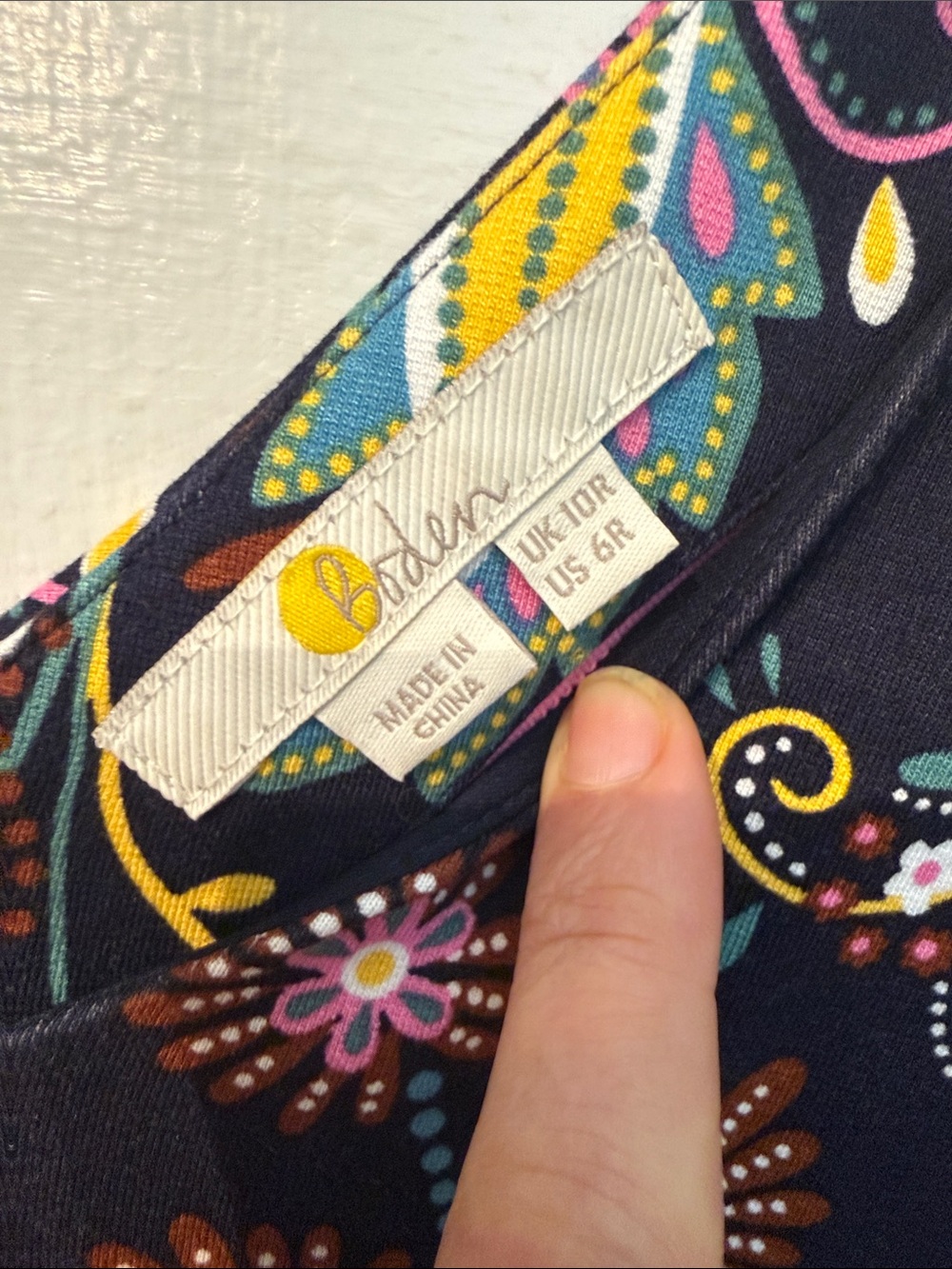 Boden Floral V-Neck Navy Fit & Flare Dress (6R) - Picture 2 of 8